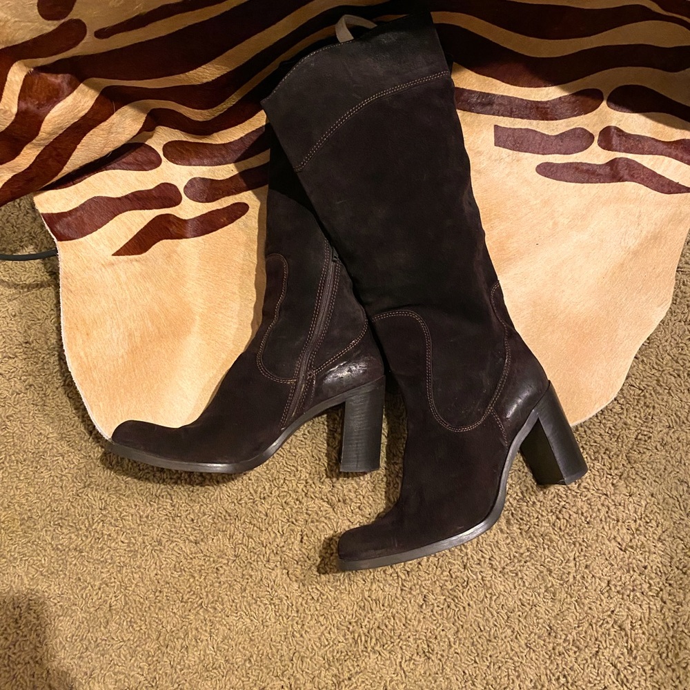 Diane Von Furstenberg Luzzi Italian Suede Leather Brown Boots Size 40 / 10US